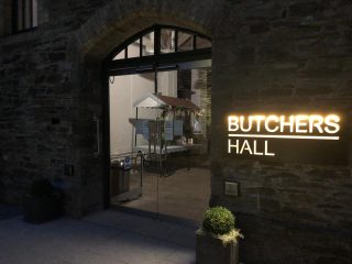 Butchers' Hall Entrance at night